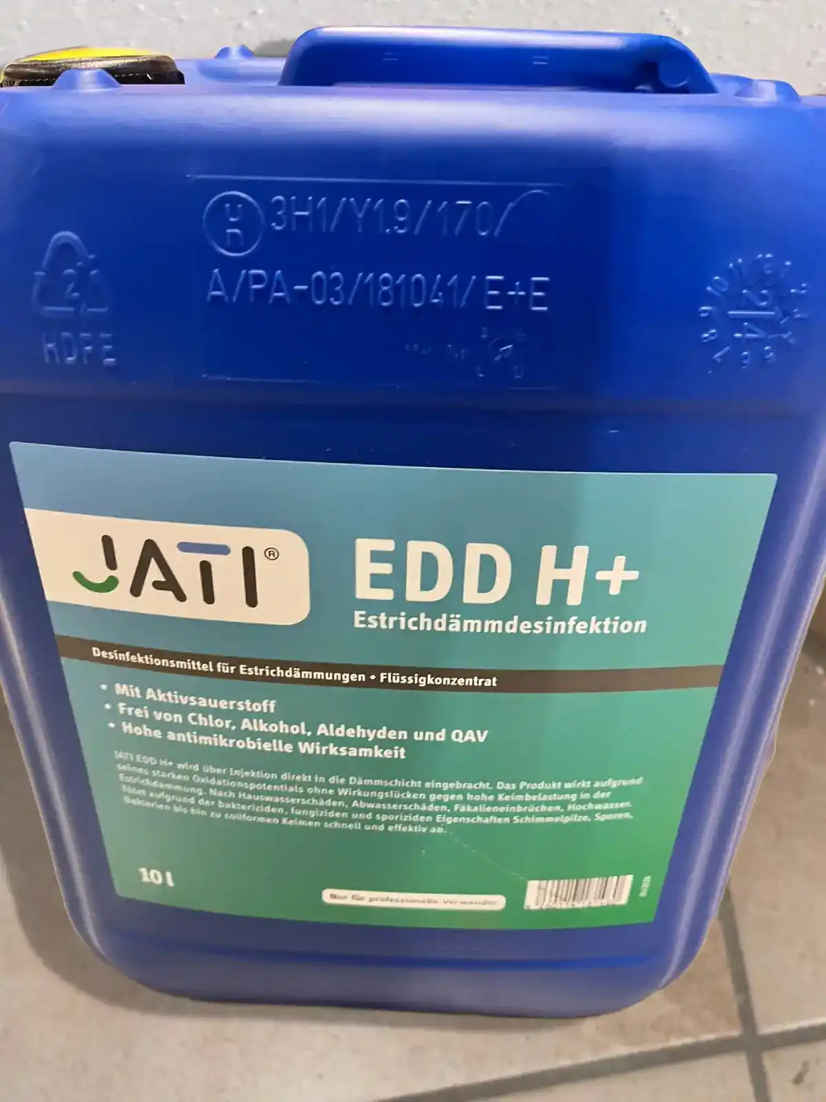 JATI EDD H+ Desinfektionskonzentrat für Estrichdämmung - Hochwirksam gegen Schimmelpilze und Keime nach Fäkalschäden und Wasserschaden
